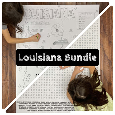 Louisiana State BUNDLE Coloring and Word Search